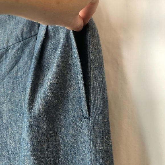 Bulle De Savon cotton button pleated wide leg cropped pants - Picture 4 of 7